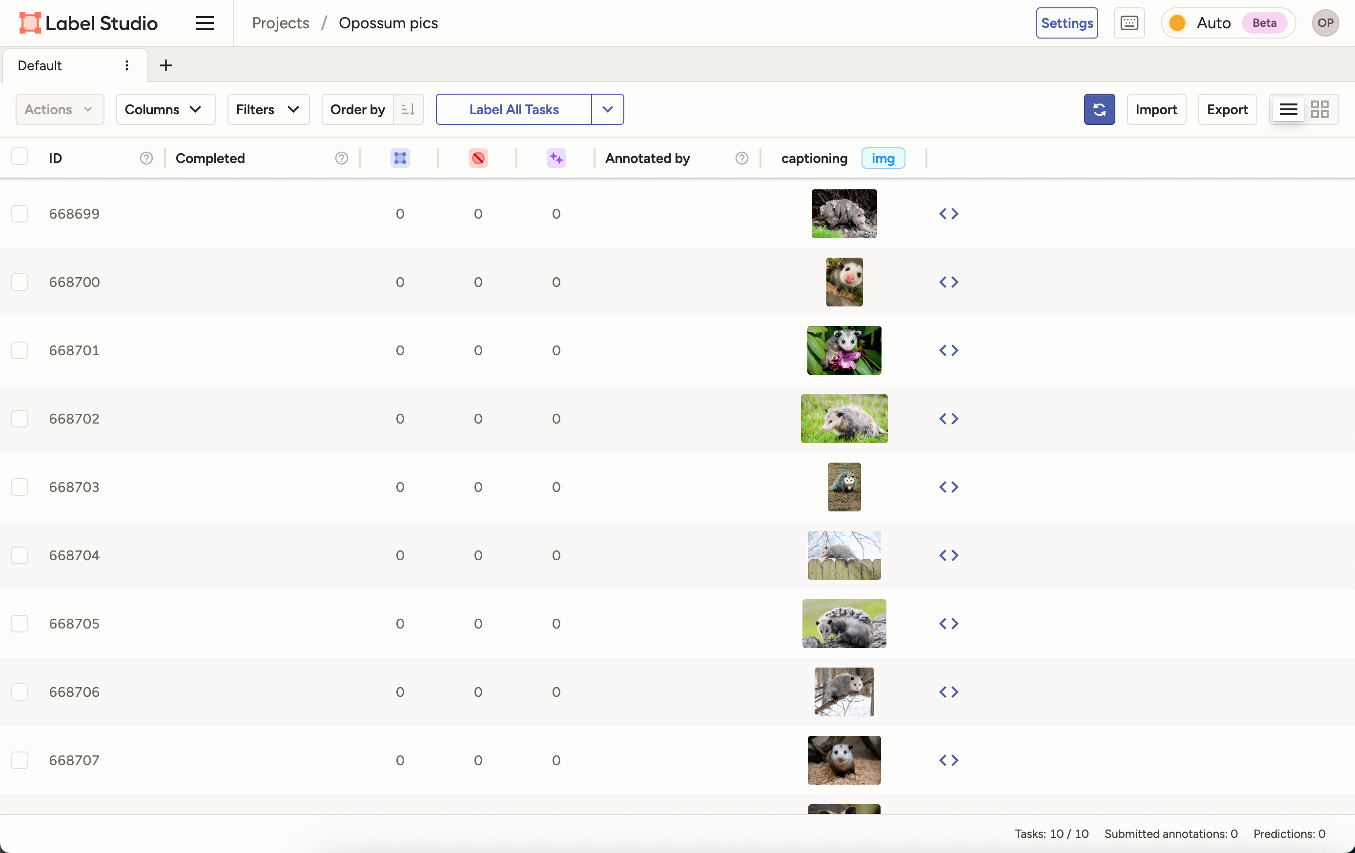 Screenshot of the Data Manager